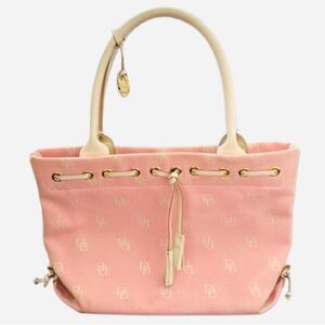 Vintage Dooney & Bourke Pink and White Monogram Logo Tote/Handbag